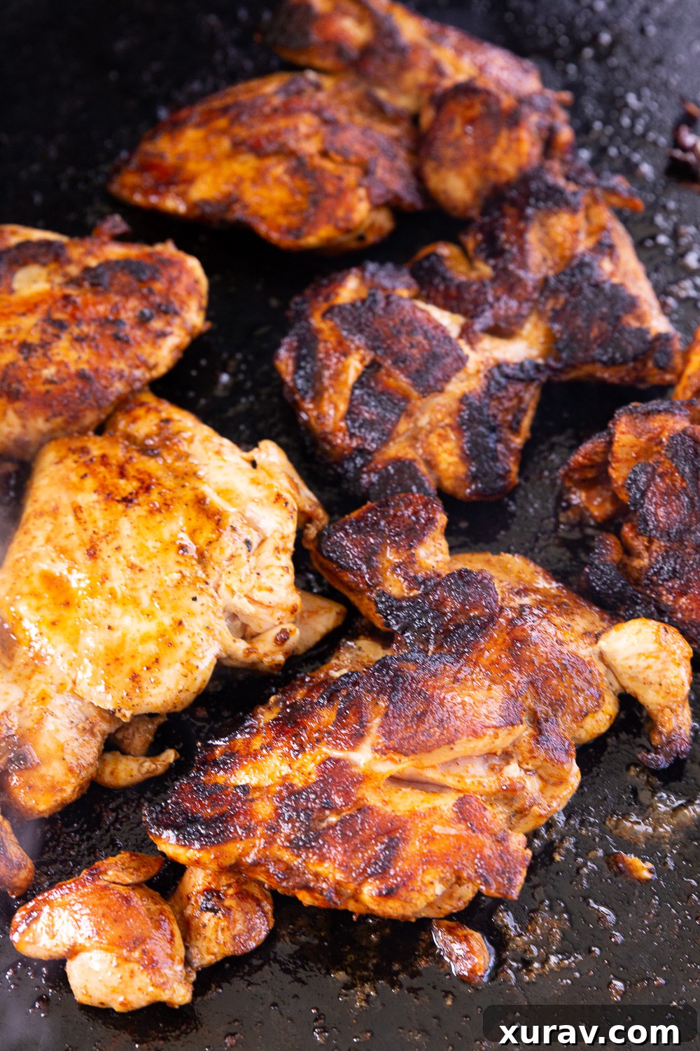 Cooked chicken for chicken fajitas recipe, perfectly seared and ready to be combined with vegetables.