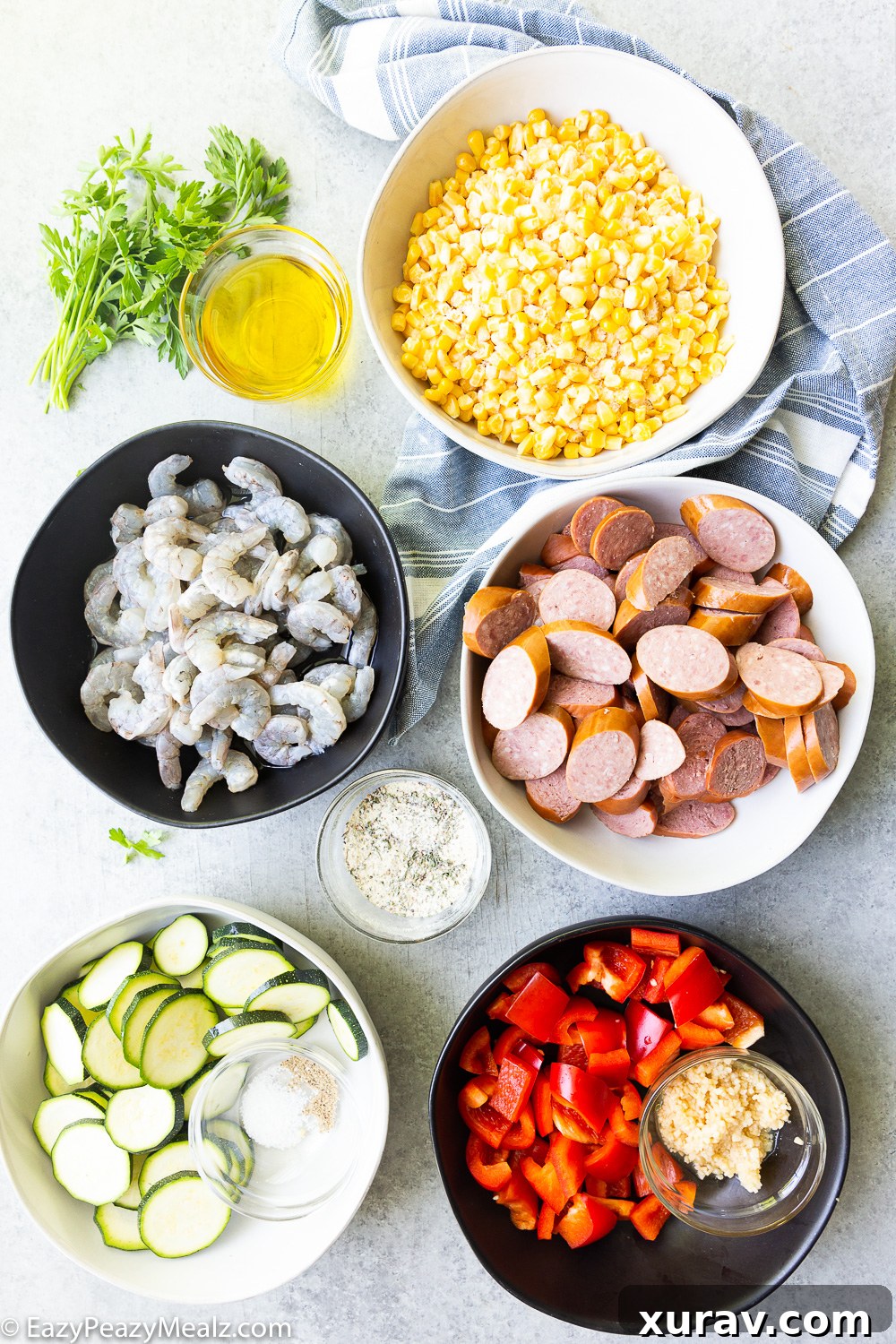 Sausage and shrimp foil pack ingredients