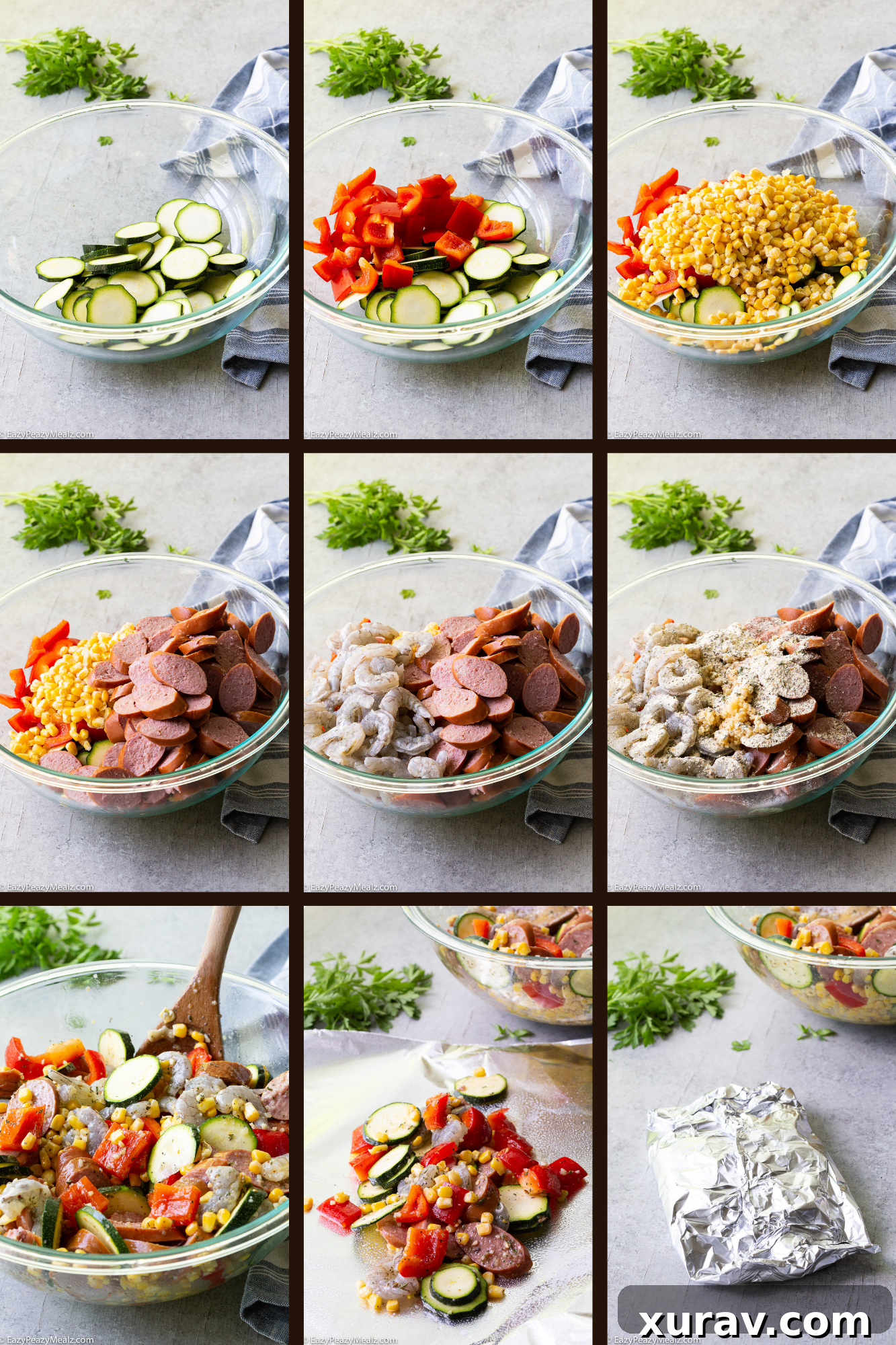 How to make kielbasa and shrimp foil packs