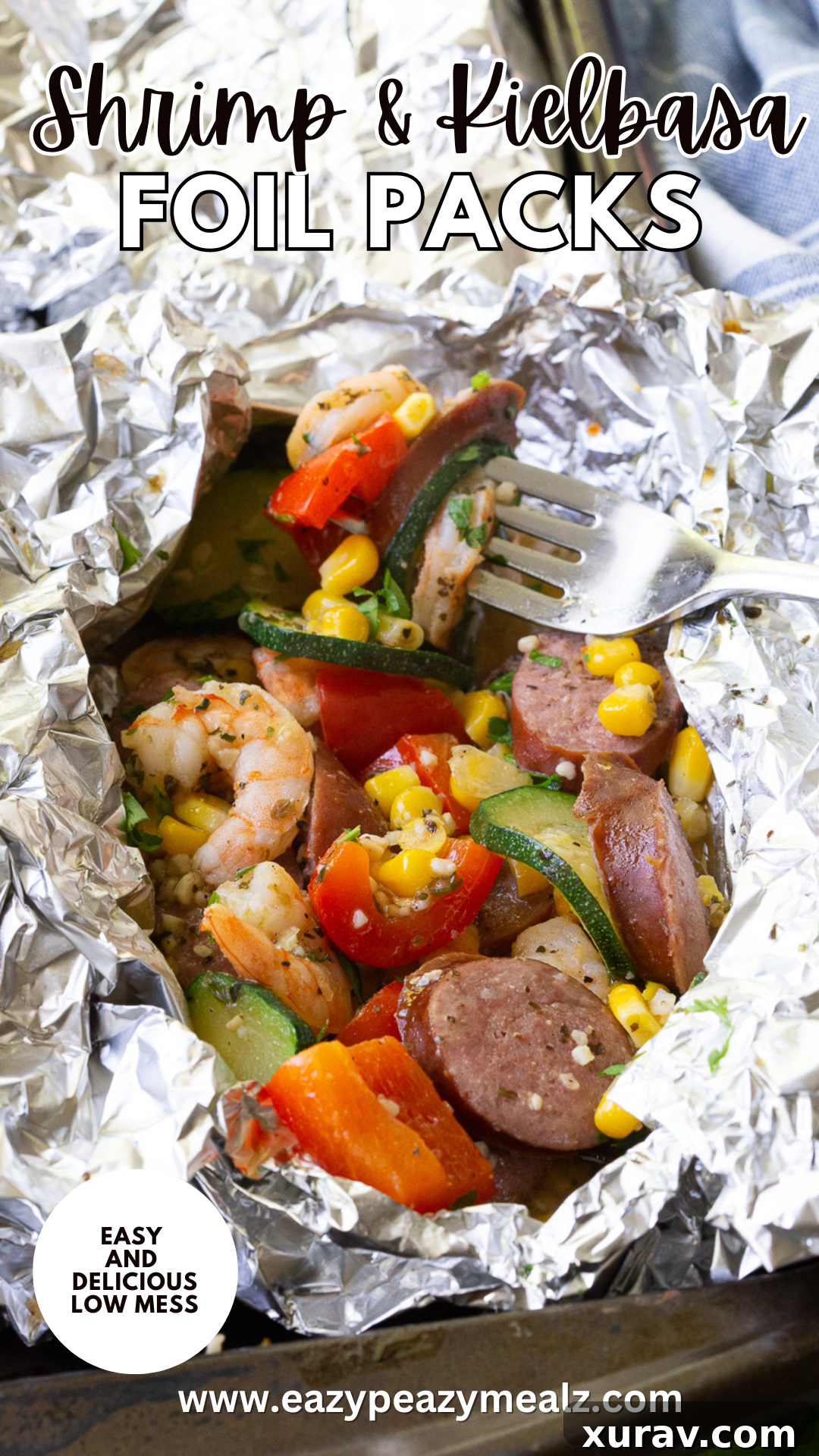 Shrimp and Kielbasa foil packs are easy to make, loaded with flavor, and come together quickly with little mess. 