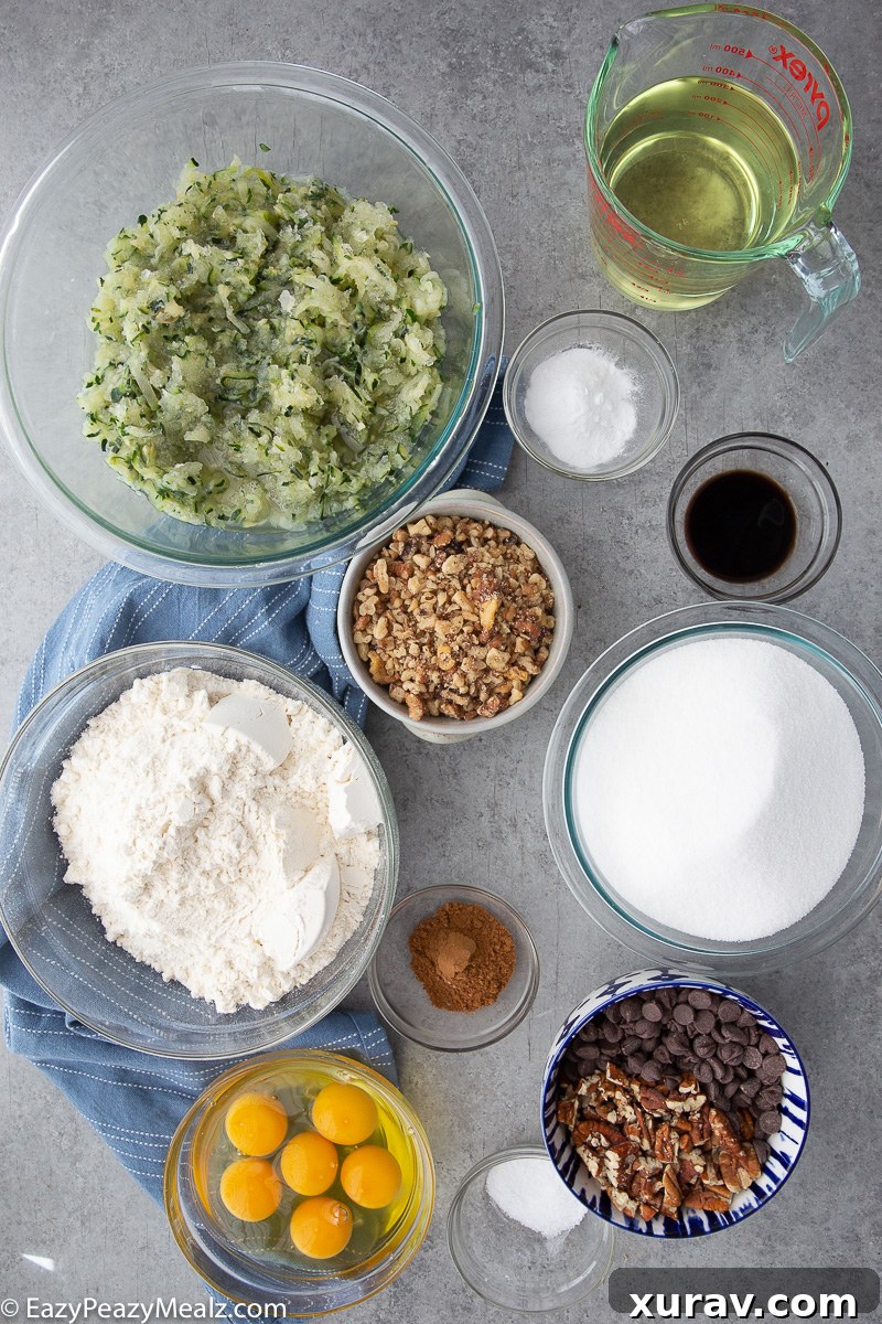 Zucchini nut bread recipe ingredients