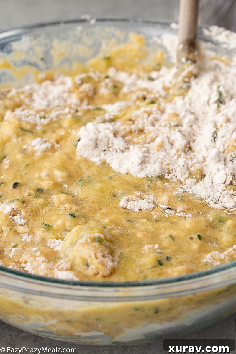 Making zucchini nut bread