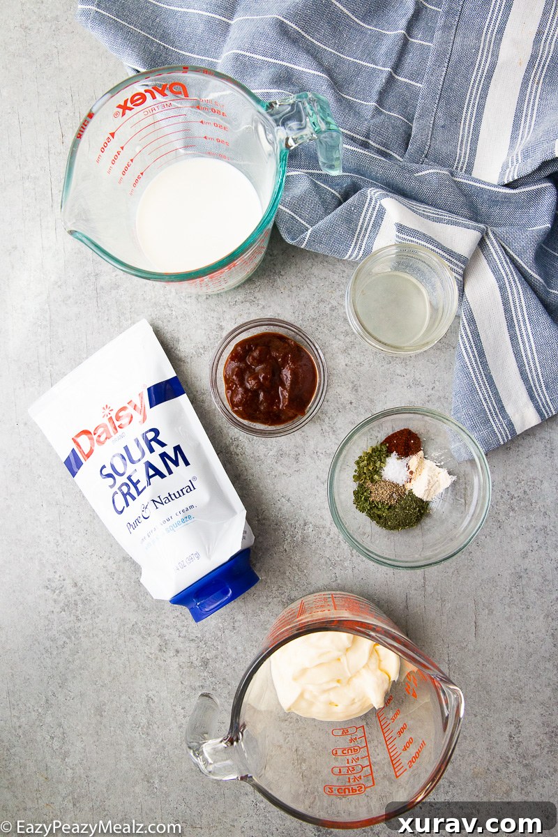 Ingredients needed for chipotle ranch dressing 