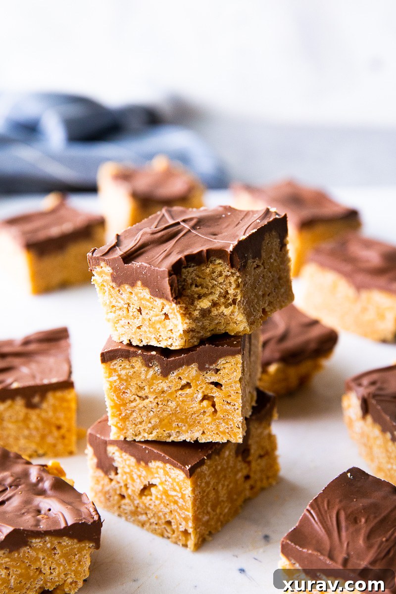 Scotcheroos, a sweet rice krispie treat with peanut butter, chocolate, and butterscotch