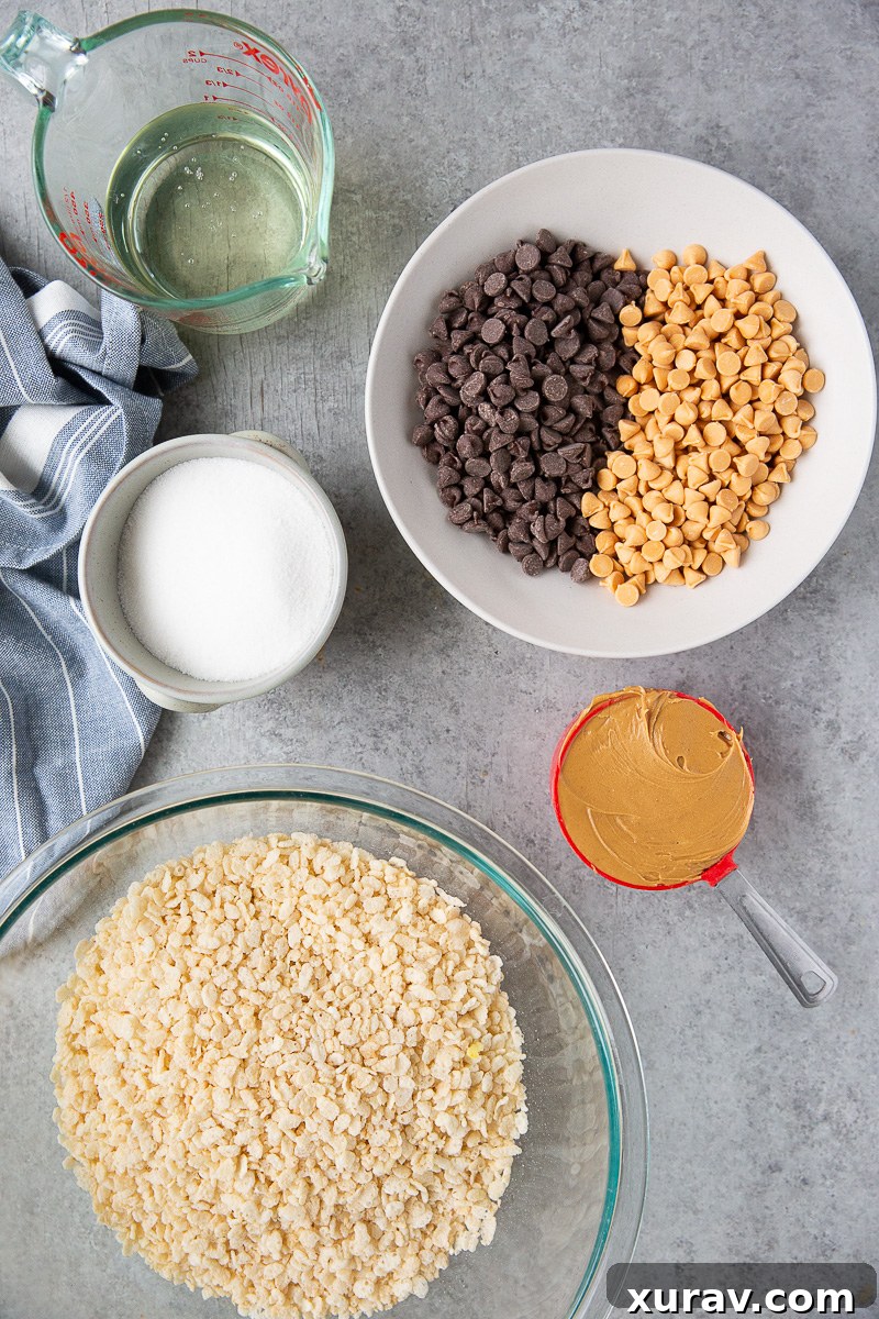 Ingredients needed to make Scotcheroos, just six simple ingredients