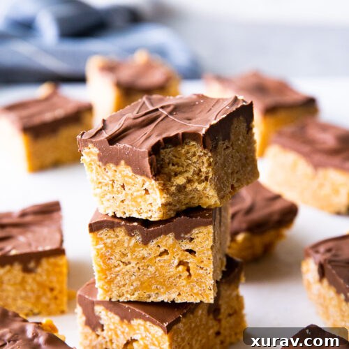 Scotcheroos, a sweet rice krispie treat with peanut butter, chocolate, and butterscotch