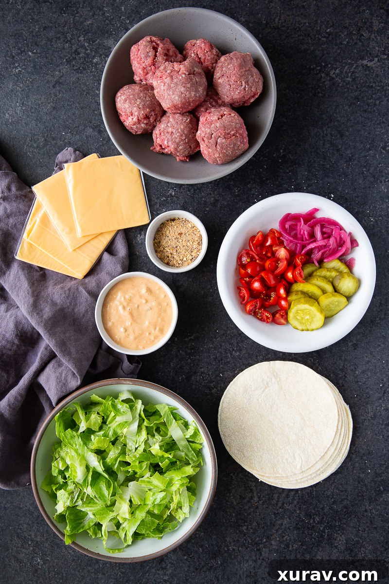 Ingredients you need for smashburger tacos