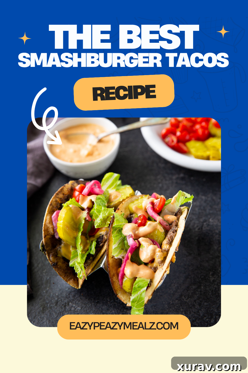 These Smashburger Tacos are the ultimate comfort food mashup! Juicy, crispy-edged smash burger patties cooked right onto soft tortillas, topped with melty cheese, fresh toppings, and a drizzle of burger sauce. Quick to make, totally customizable, and guaranteed to be a hit for dinner, game day, or your next party. Save this easy recipe and bring big flavor to your table! #SmashburgerTacos #EasyDinnerRecipes #BurgerTacos #ComfortFood #TrendingRecipes