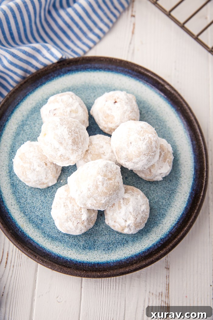Snowball Cookies on a serving plate