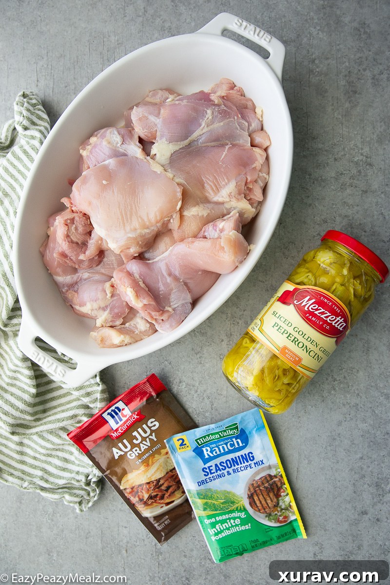 What you need to make mississippi chicken in the slow cooker