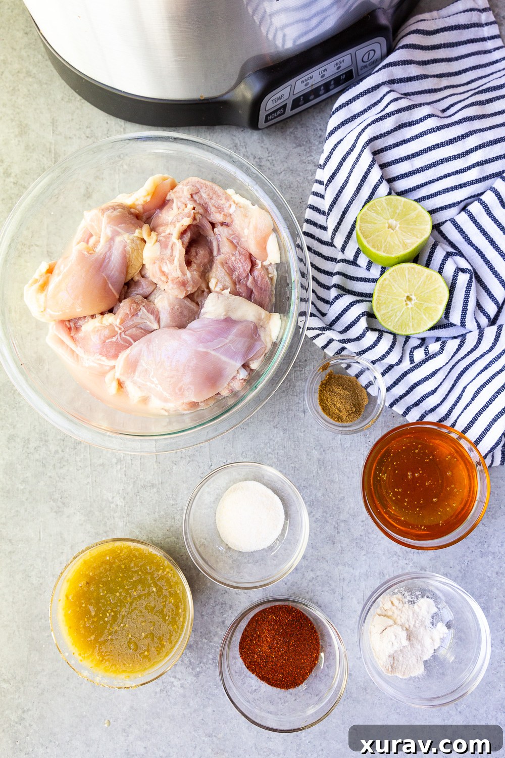 Ingredients for salsa verde chicken on a counter