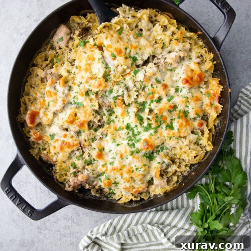 Pesto chicken pasta bake