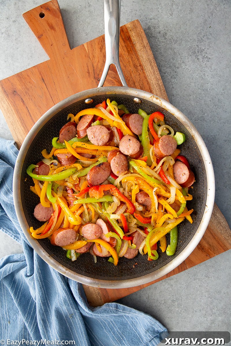 Sausage and pepper skillet, loaded with amazing flavor.