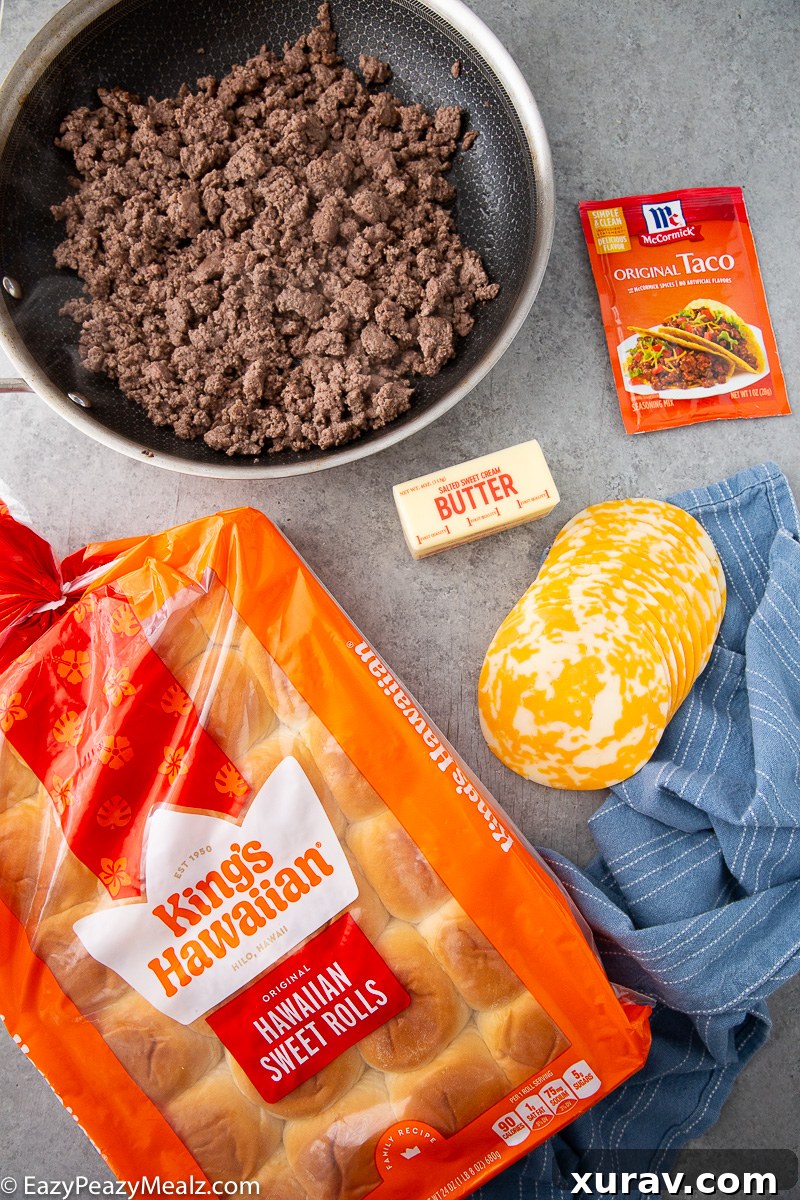 Ingredients for taco sliders.