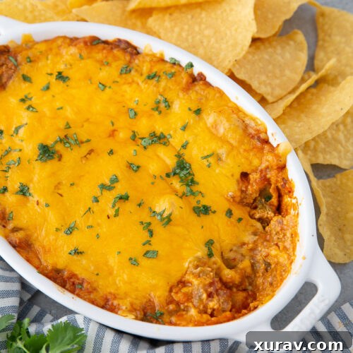 Taco dip, is a tasty cheesy chip dip.