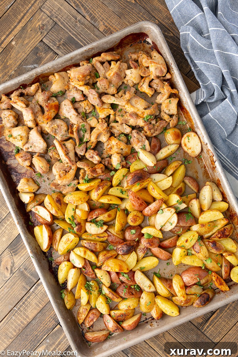 Sheet pan ranch chicken and potatoes cooked to perfection
