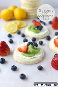Lemon Blueberry Acai Shortbread Cookie Fruit Tarts
