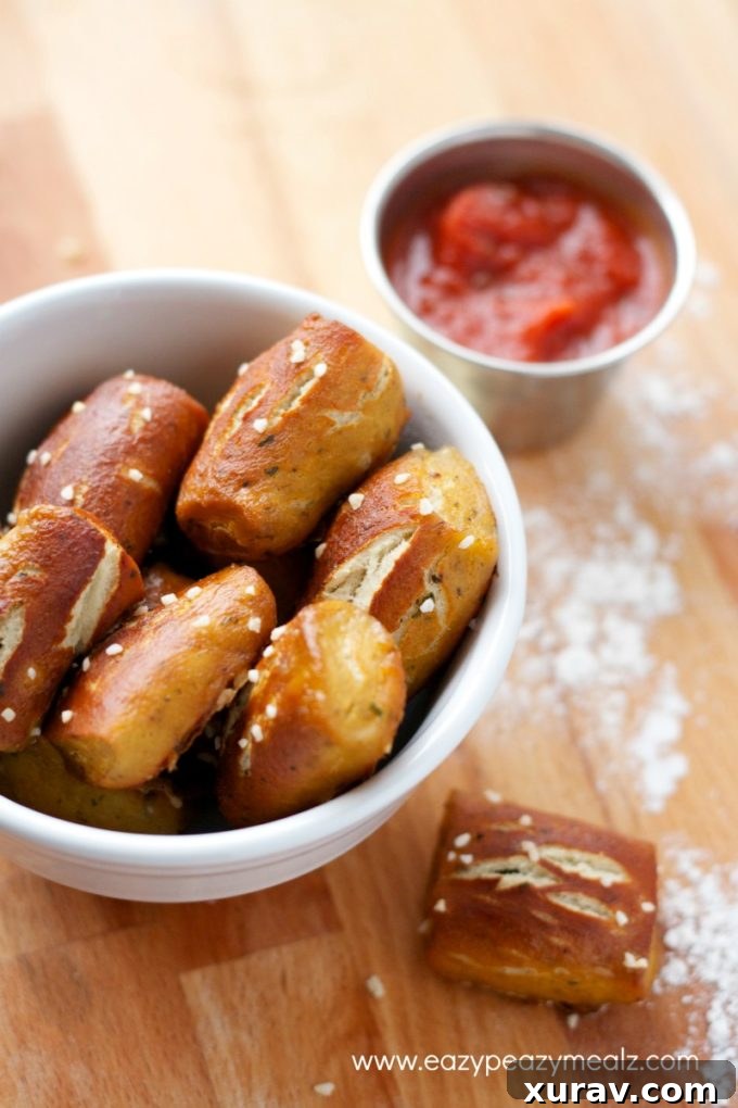 Effortless Garlic Butter Pretzel Poppers 3 Close-up of fluffy soft pretzel bites