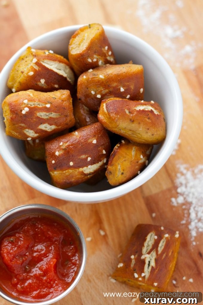 Effortless Garlic Butter Pretzel Poppers 4 Homemade pretzel nuggets seasoned with garlic