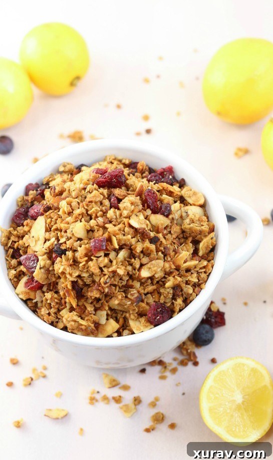 Ingredients for slow cooker lemon blueberry granola recipe