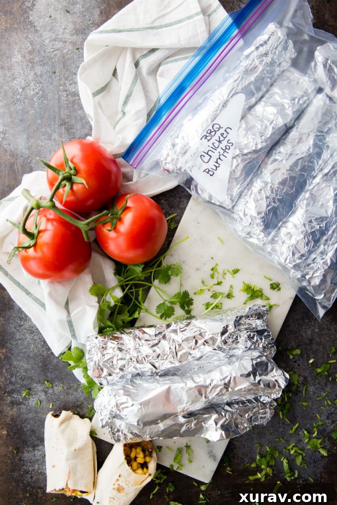How to make BBQ Chicken Burritos: A step-by-step guide with ingredients and assembly photos.
