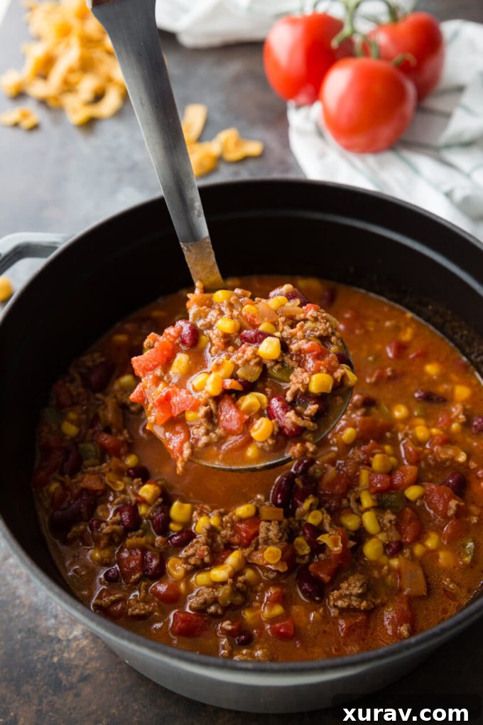 An inviting bowl of Easy Taco Soup, highlighting its delicious and simple nature.