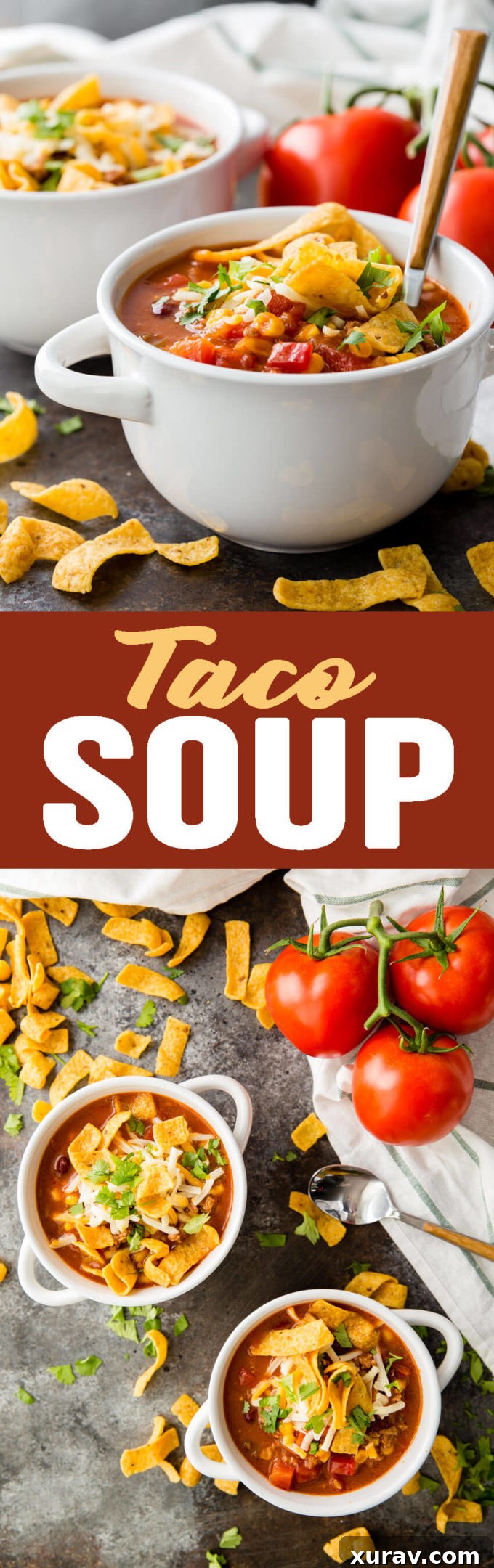 Taco Soup: The most flavorful and easy taco soup you will ever eat, ready in 10-15 minutes. Healthy, easy, full of protein, fiber, and flavor; you can't go wrong with this soup!