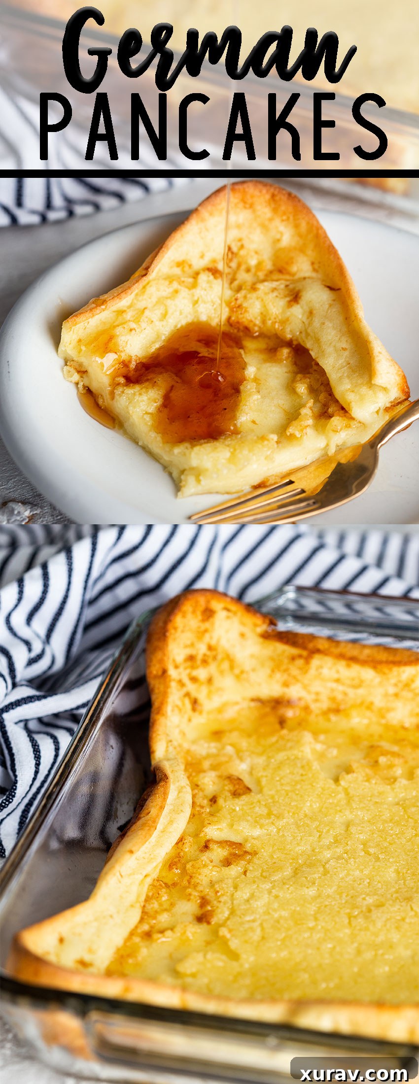 German Pacakes or dutch babies, or puff pancakes that are a batter that is mixed up, and baked in the oven. 